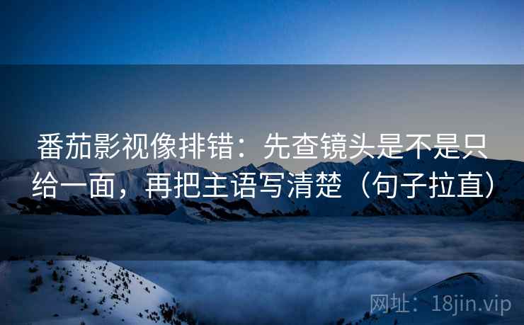 番茄影视像排错：先查镜头是不是只给一面，再把主语写清楚（句子拉直）