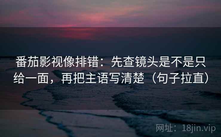 番茄影视像排错：先查镜头是不是只给一面，再把主语写清楚（句子拉直）